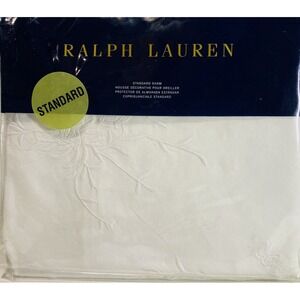 Ralph Lauren Jemma Embroidery Standard Sham White Cotton Linen $185 NIP Portugal